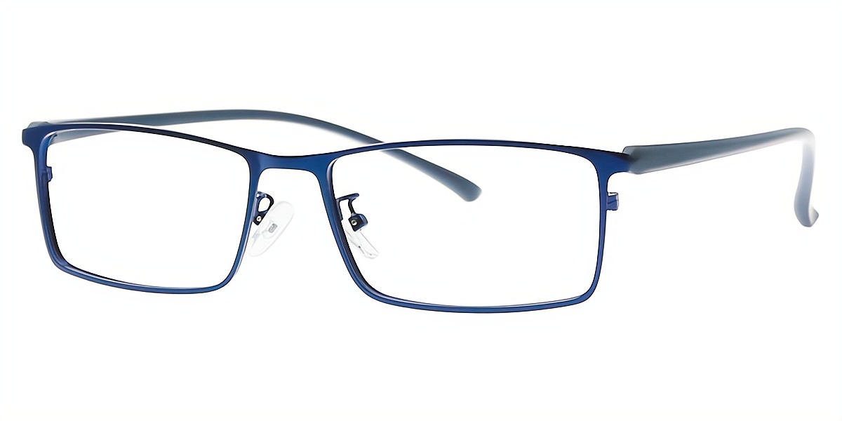 Blue Rectangle Classic Thin Metal Eyeglasses