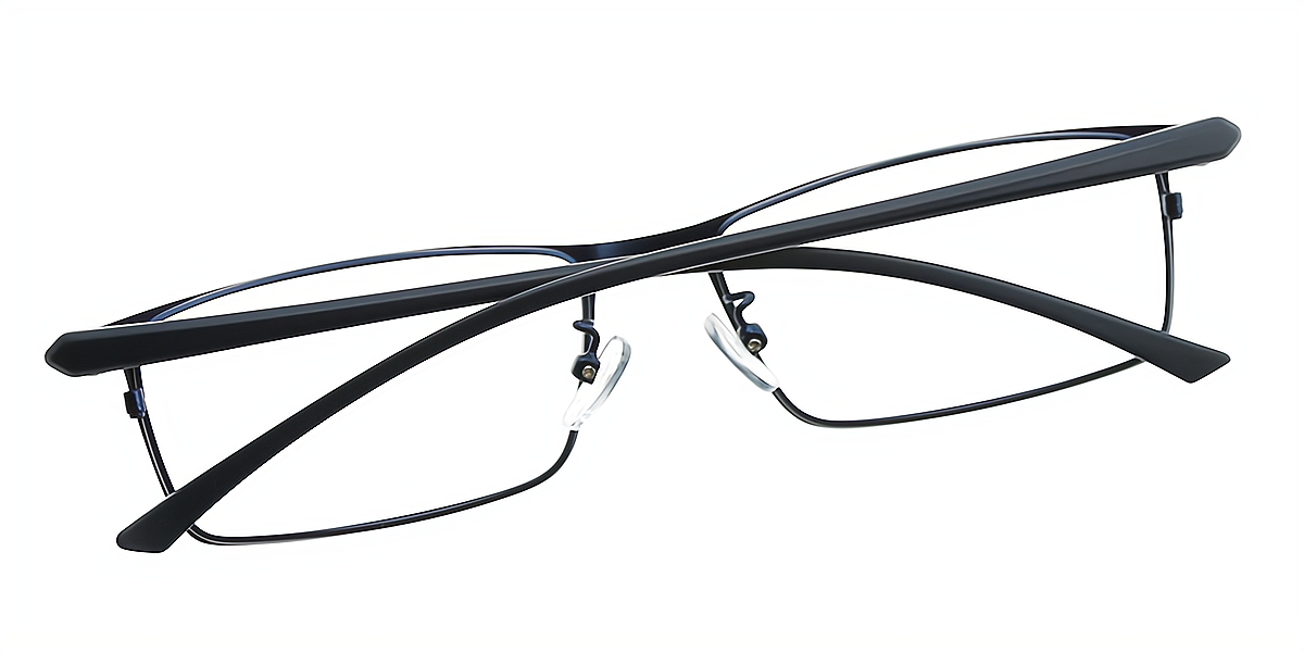 Blue Rectangle Classic Thin Metal Eyeglasses
