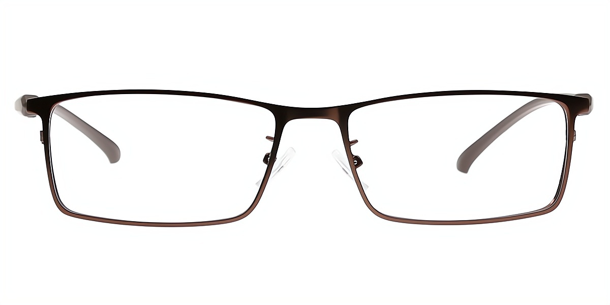 Brown Rectangle Classic Thin Metal Eyeglasses