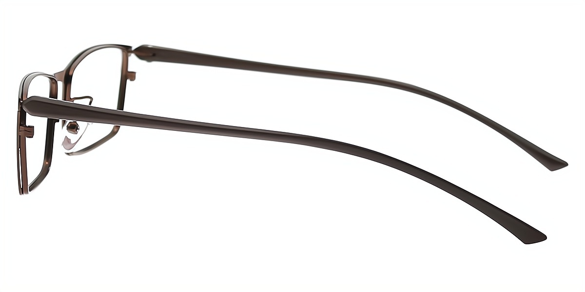 Brown Rectangle Classic Thin Metal Eyeglasses