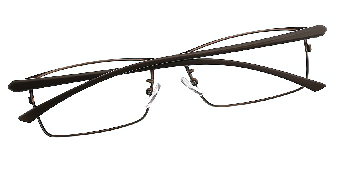 Brown Rectangle Classic Thin Metal Eyeglasses