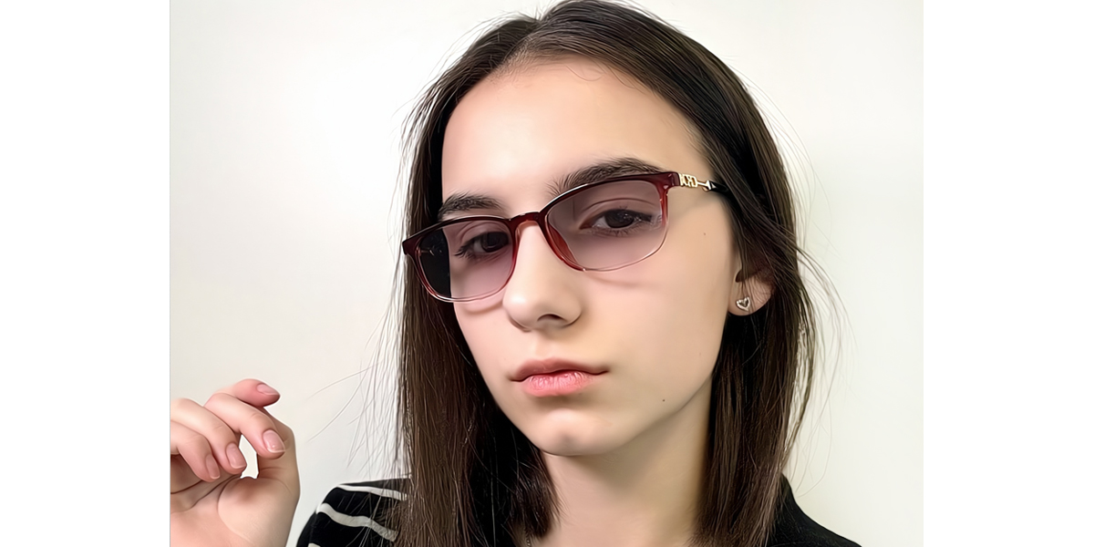 Red Rectangle Refined Plastic Eyeglasses