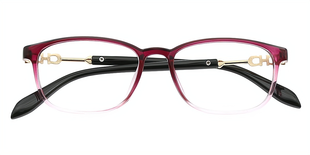 Purple Rectangle Refined Plastic Eyeglasses