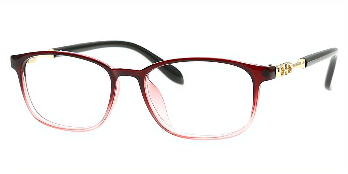 Red Rectangle Refined Plastic Eyeglasses