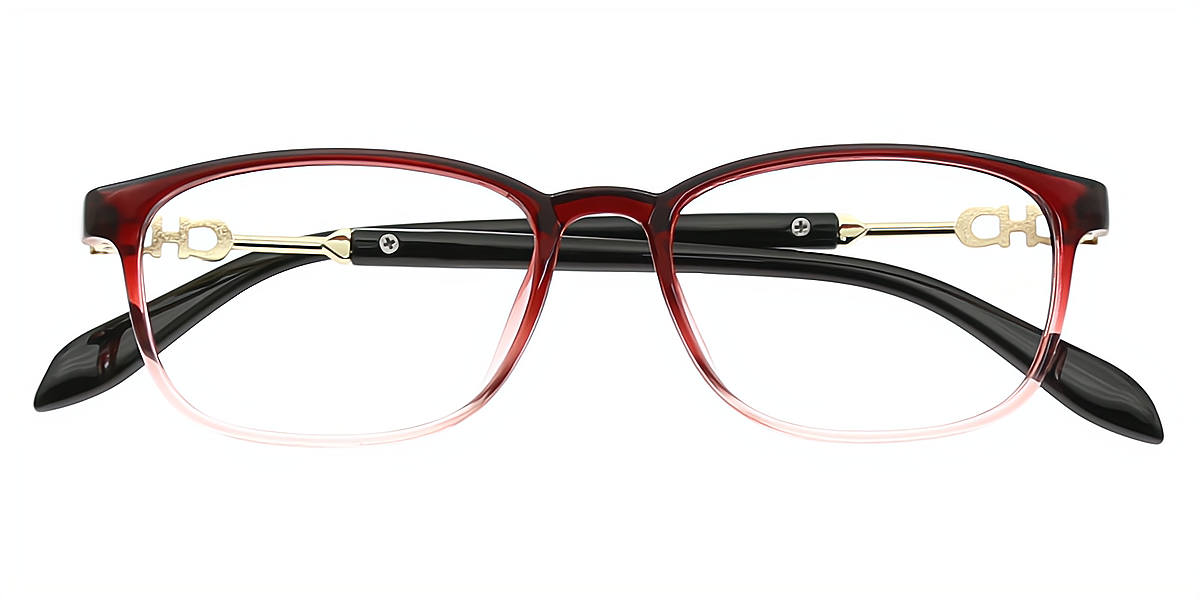 Red Rectangle Refined Plastic Eyeglasses