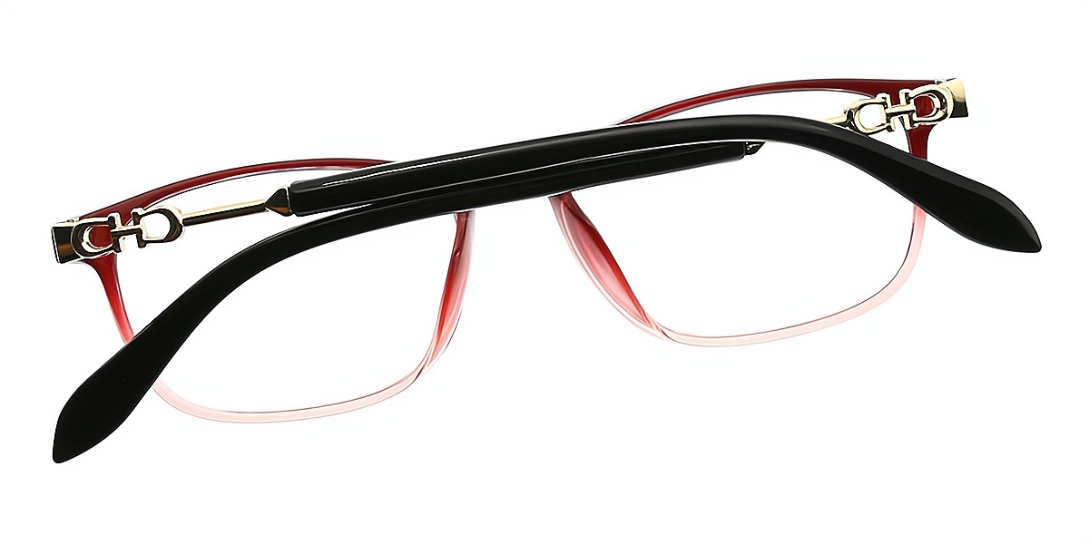 Red Rectangle Refined Plastic Eyeglasses