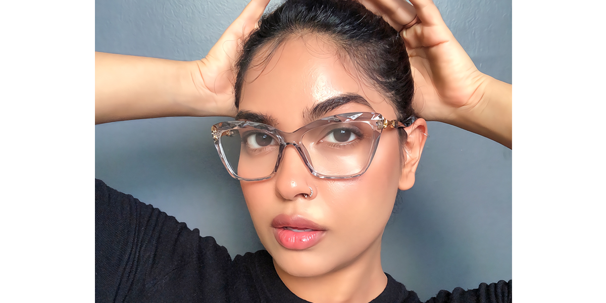 Gray Cat Eye Simple Plastic Eyeglasses