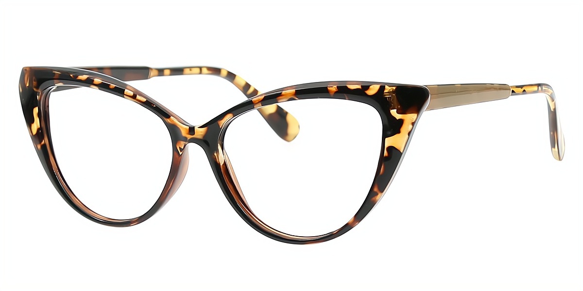 Tortoise Cat Eye Chic Oversized Plastic Eyeglasses