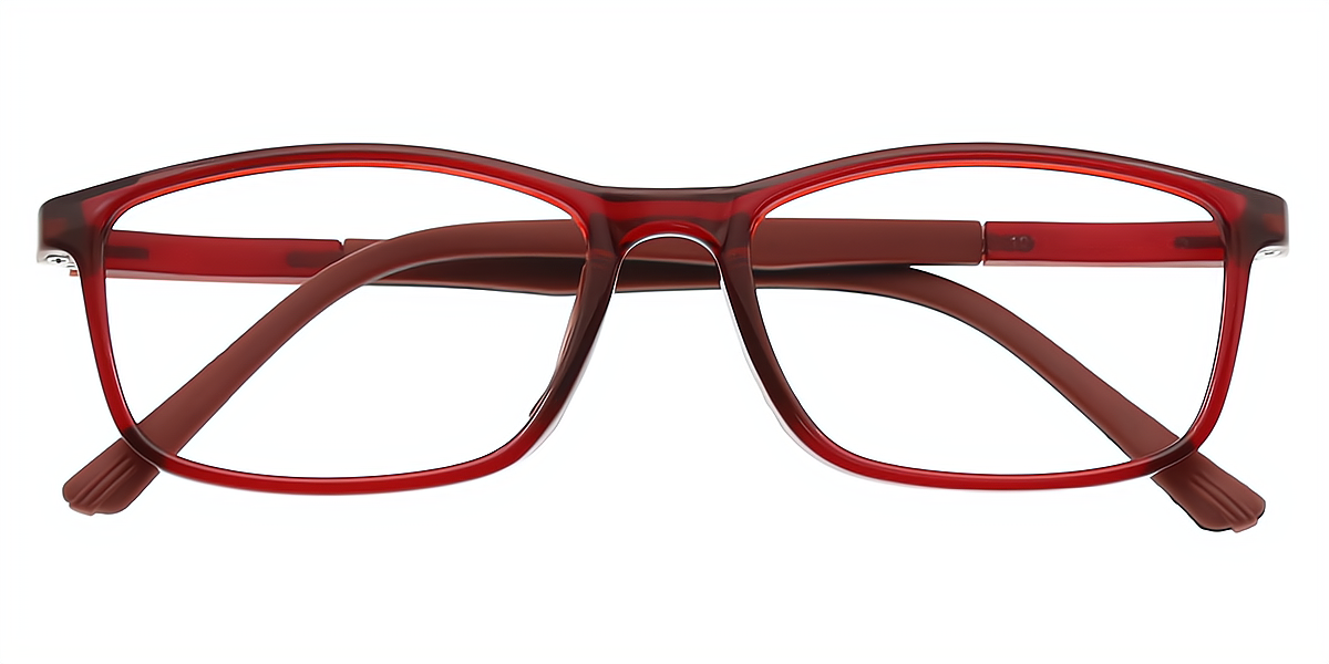 Red Rectangle Simple Classic TR90 Eyeglasses