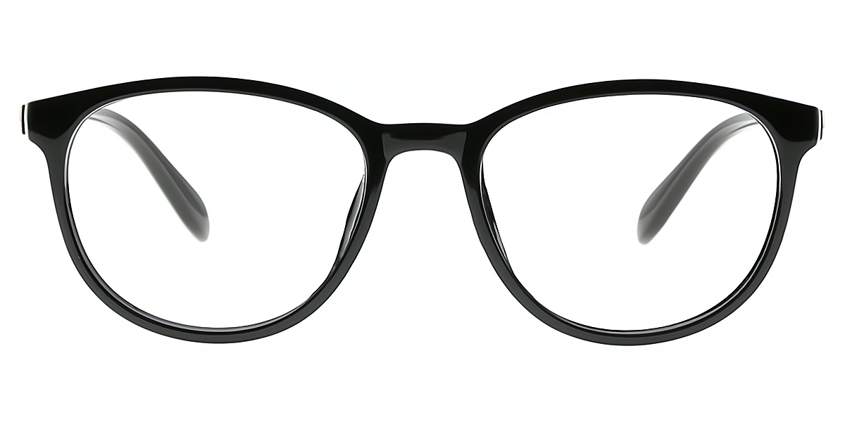 Black Oval Simple Classic Plastic Eyeglasses