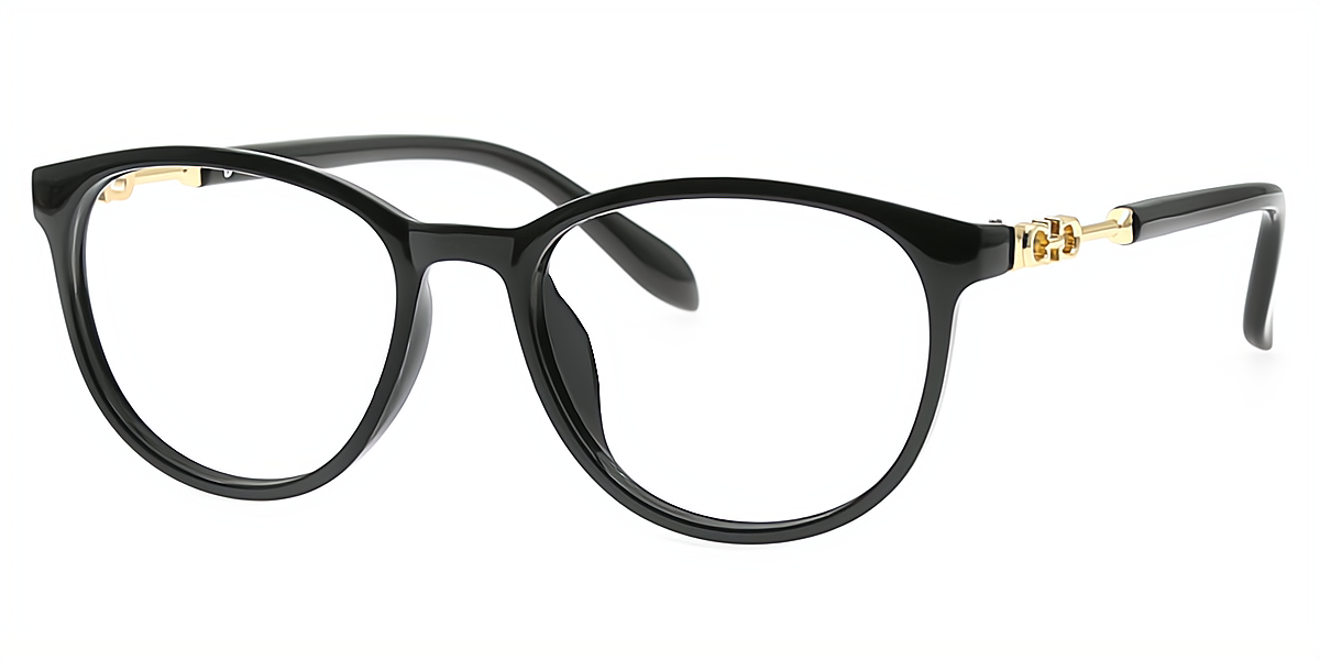 Black Oval Simple Classic Plastic Eyeglasses