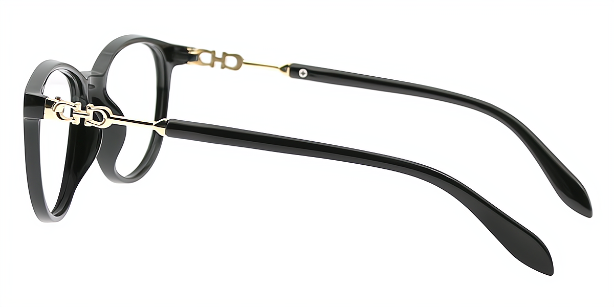 Black Oval Simple Classic Plastic Eyeglasses