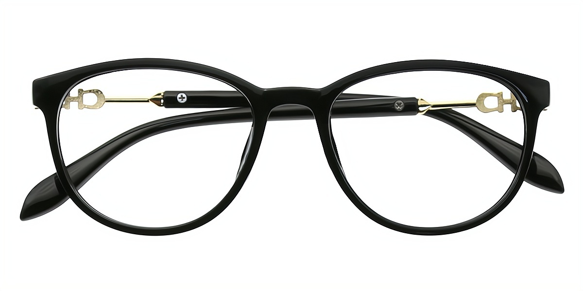 Black Oval Simple Classic Plastic Eyeglasses