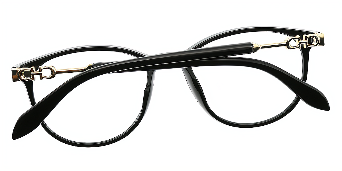 Black Oval Simple Classic Plastic Eyeglasses