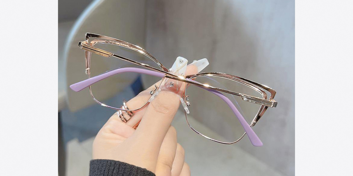 Purple Cat Eye Elaborate Metal Eyeglasses