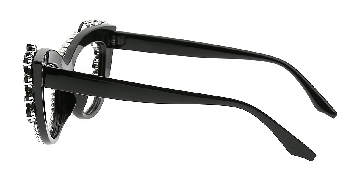 Black Cat Eye Unique Ornate Plastic Eyeglasses