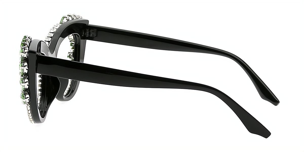 Green Cat Eye Unique Ornate Plastic Eyeglasses