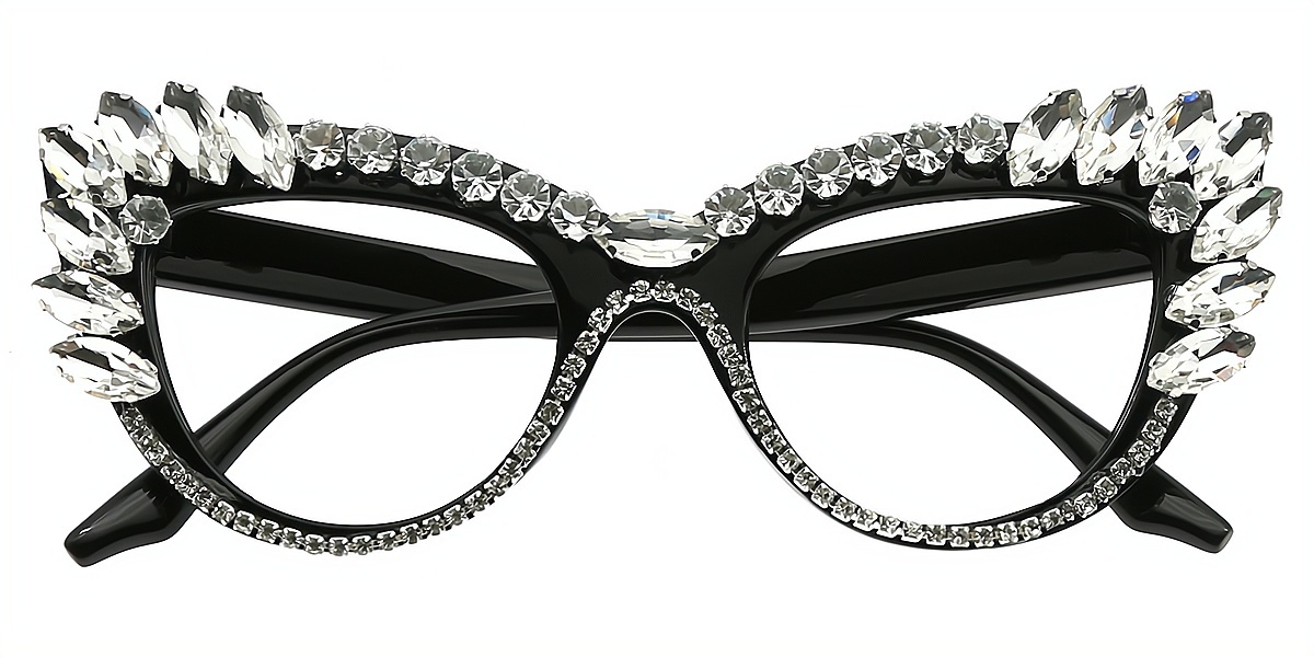 Silver Cat Eye Unique Ornate Plastic Eyeglasses