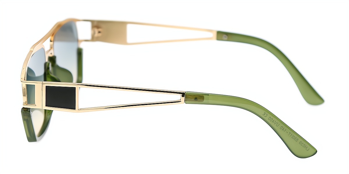 Green Geometric Retro Metal Eyeglasses