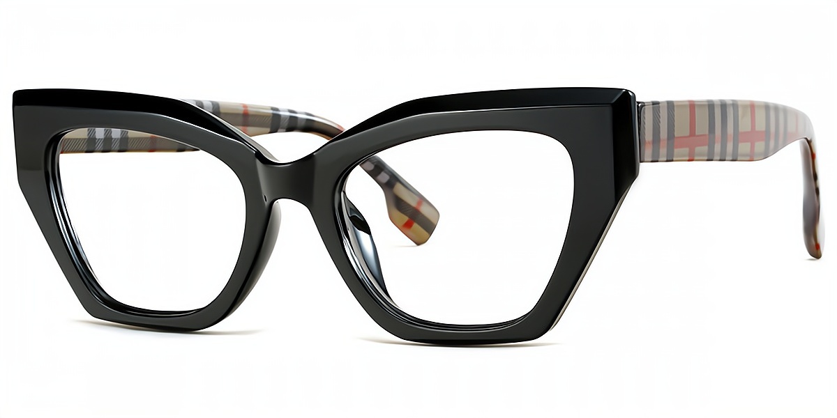 Black Cat Eye Retro Oversized Plastic Eyeglasses