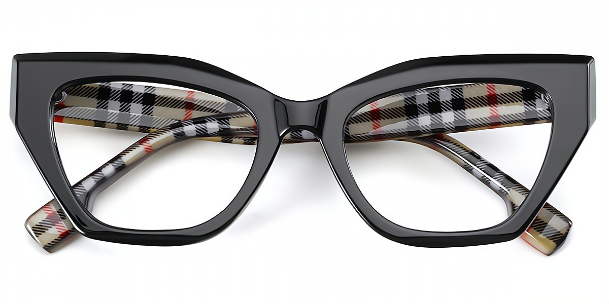 Black Cat Eye Retro Oversized Plastic Eyeglasses