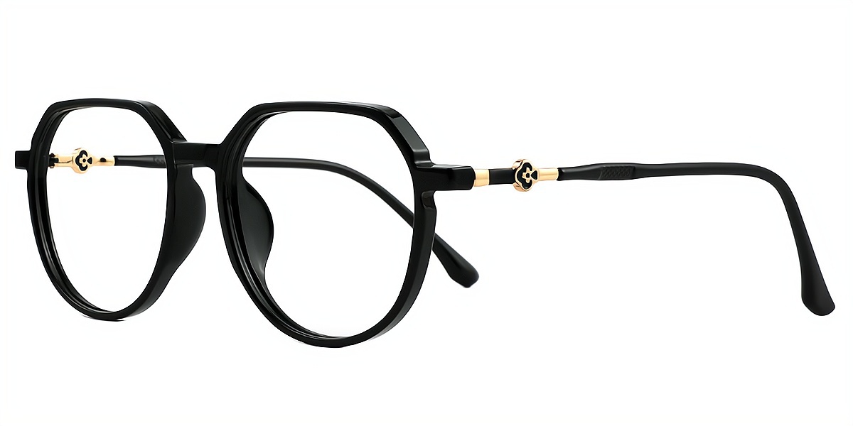 Black Oval Simple Elegant TR90 Eyeglasses