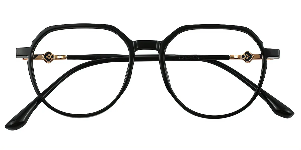 Black Oval Simple Elegant TR90 Eyeglasses