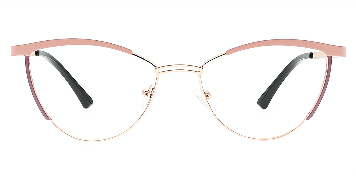 Pink Cat Eye Elegant Metal Eyeglasses