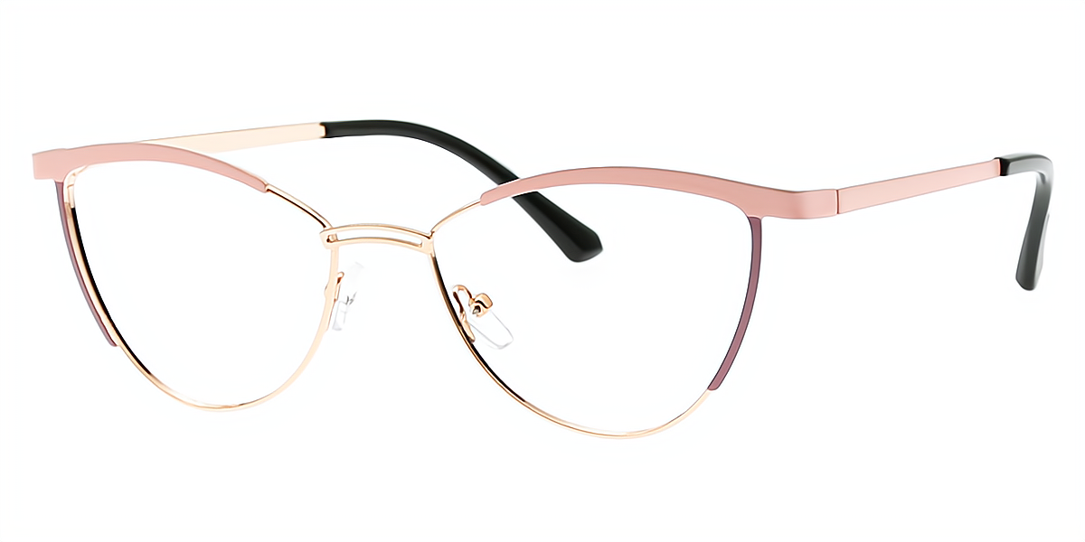 Pink Cat Eye Elegant Metal Eyeglasses