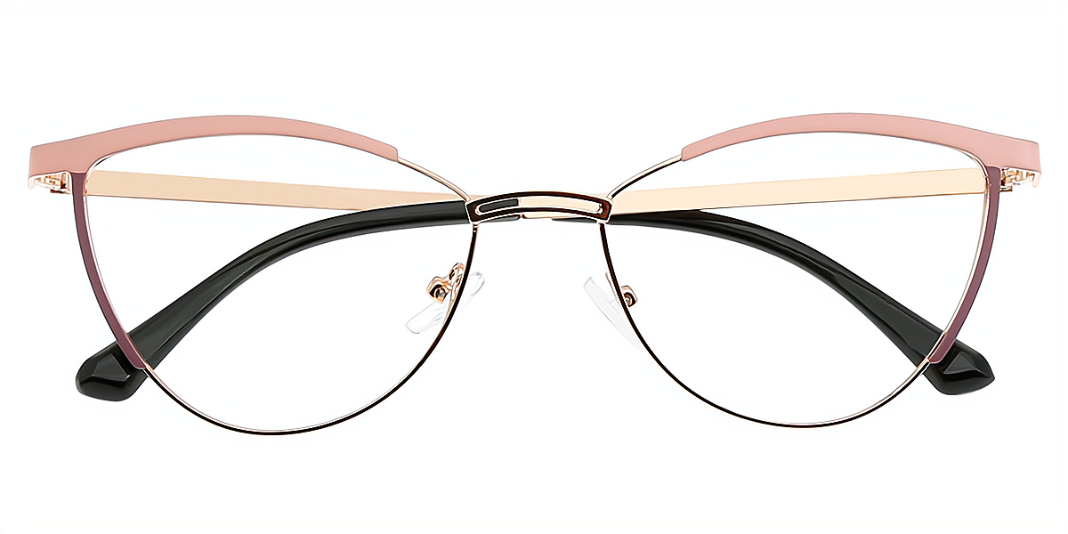 Pink Cat Eye Elegant Metal Eyeglasses