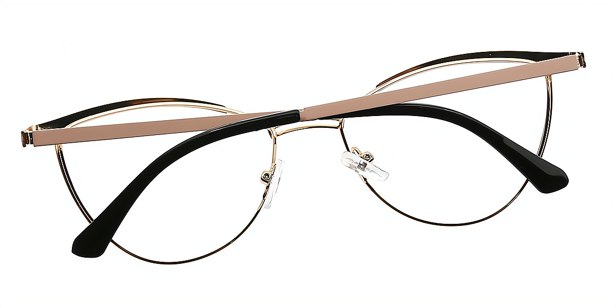 Pink Cat Eye Elegant Metal Eyeglasses