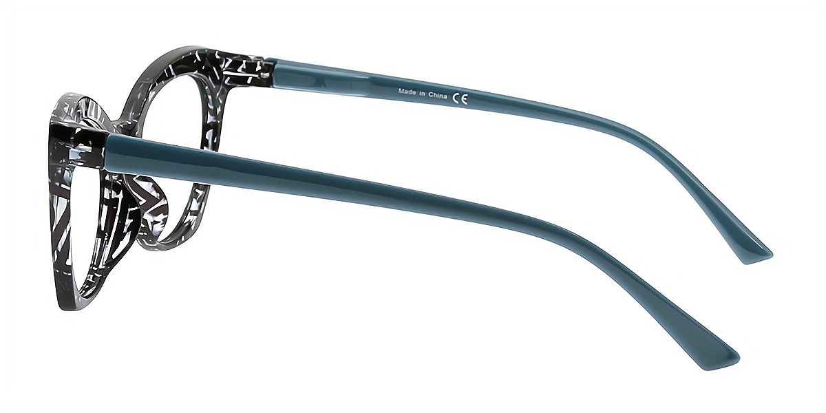 Black Cat Eye Ornate Plastic Eyeglasses