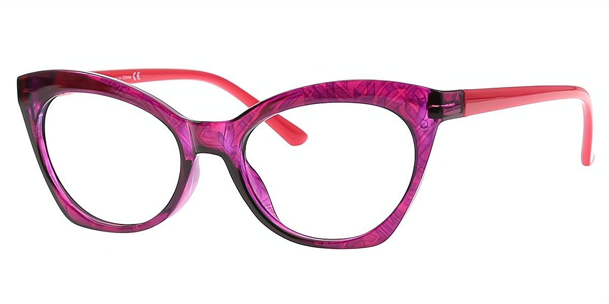 Purple Cat Eye Ornate Plastic Eyeglasses