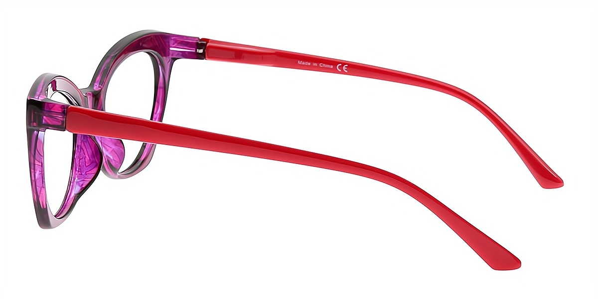 Purple Cat Eye Ornate Plastic Eyeglasses