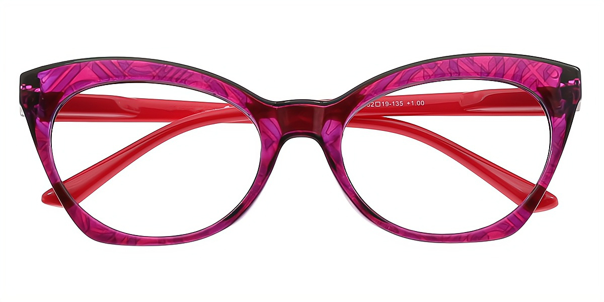 Purple Cat Eye Ornate Plastic Eyeglasses