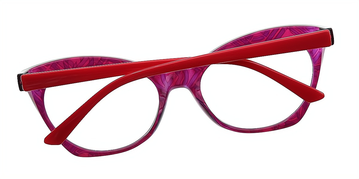 Purple Cat Eye Ornate Plastic Eyeglasses