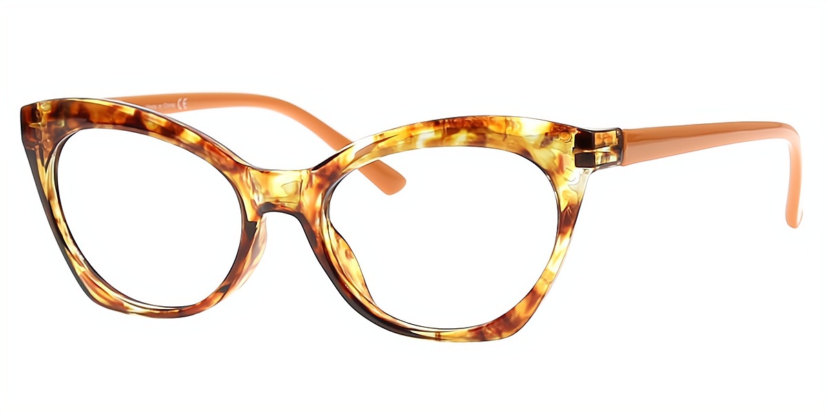 Tortoise Cat Eye Ornate Plastic Eyeglasses
