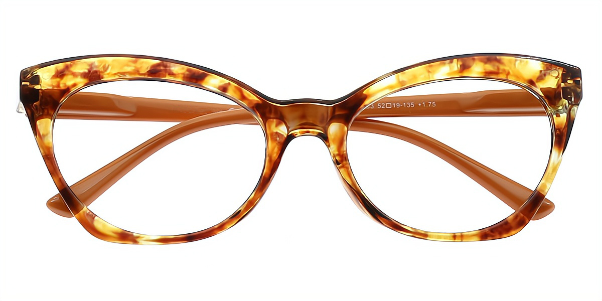 Tortoise Cat Eye Ornate Plastic Eyeglasses