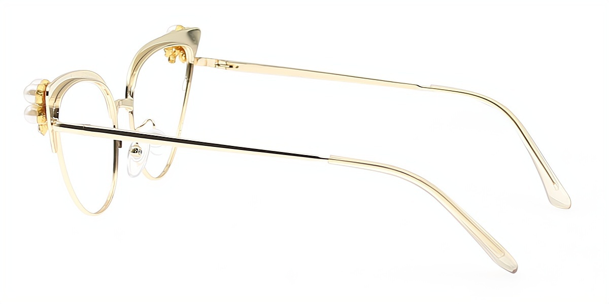 Pink Cat Eye Chic Detailed Metal Eyeglasses