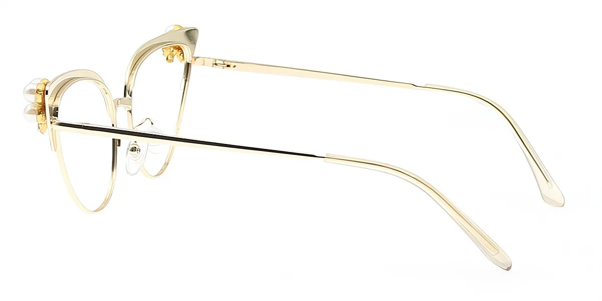 Pink Cat Eye Chic Detailed Metal Eyeglasses