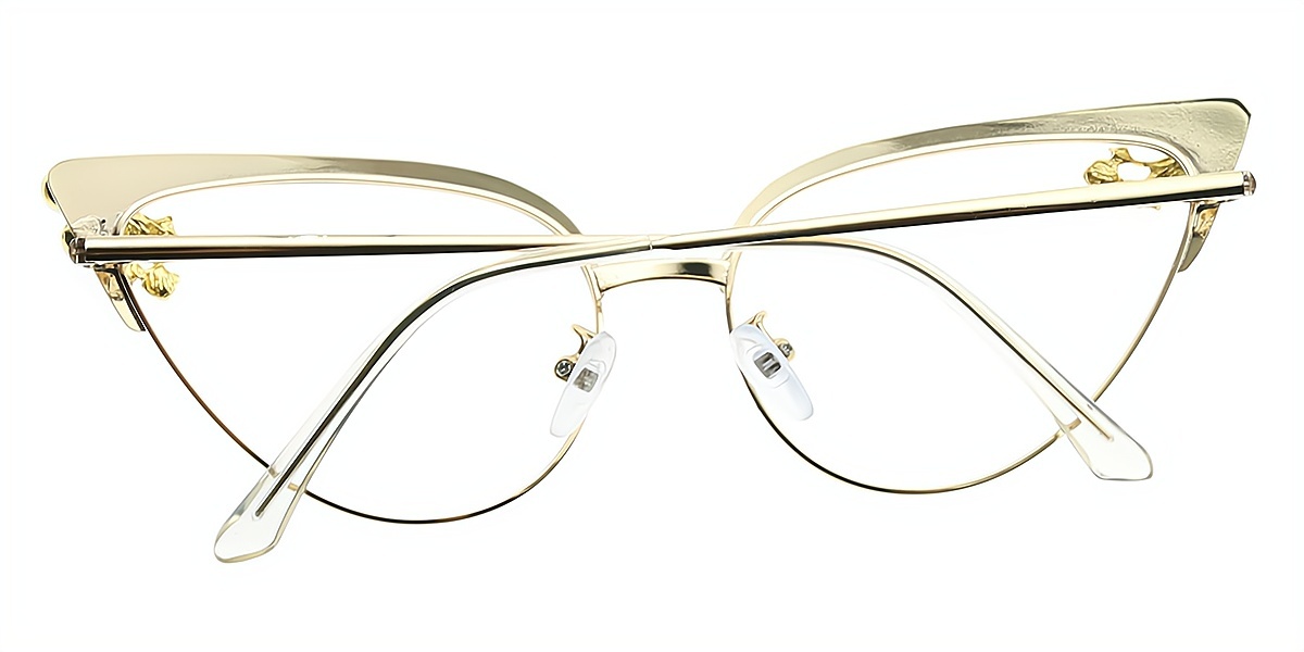 Pink Cat Eye Chic Detailed Metal Eyeglasses