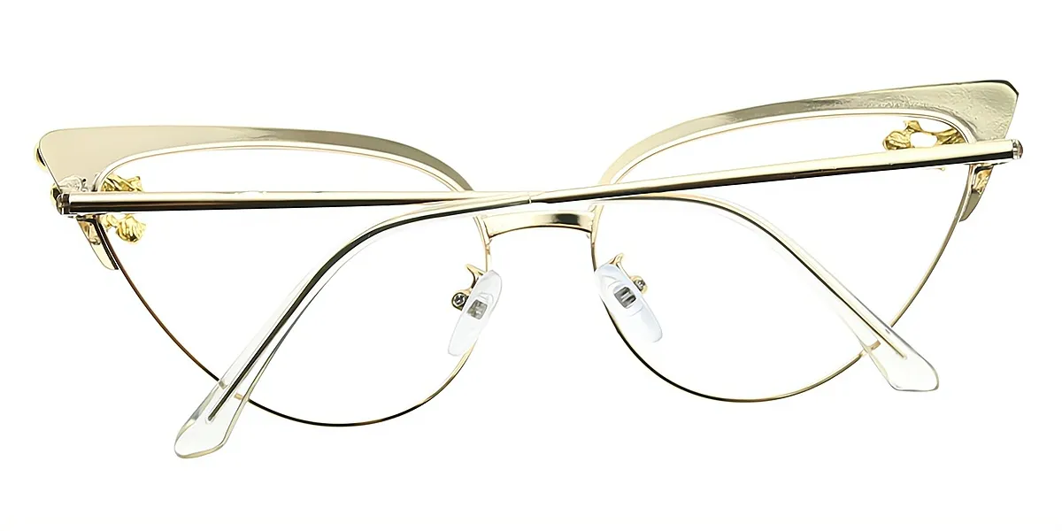 Pink Cat Eye Chic Detailed Metal Eyeglasses
