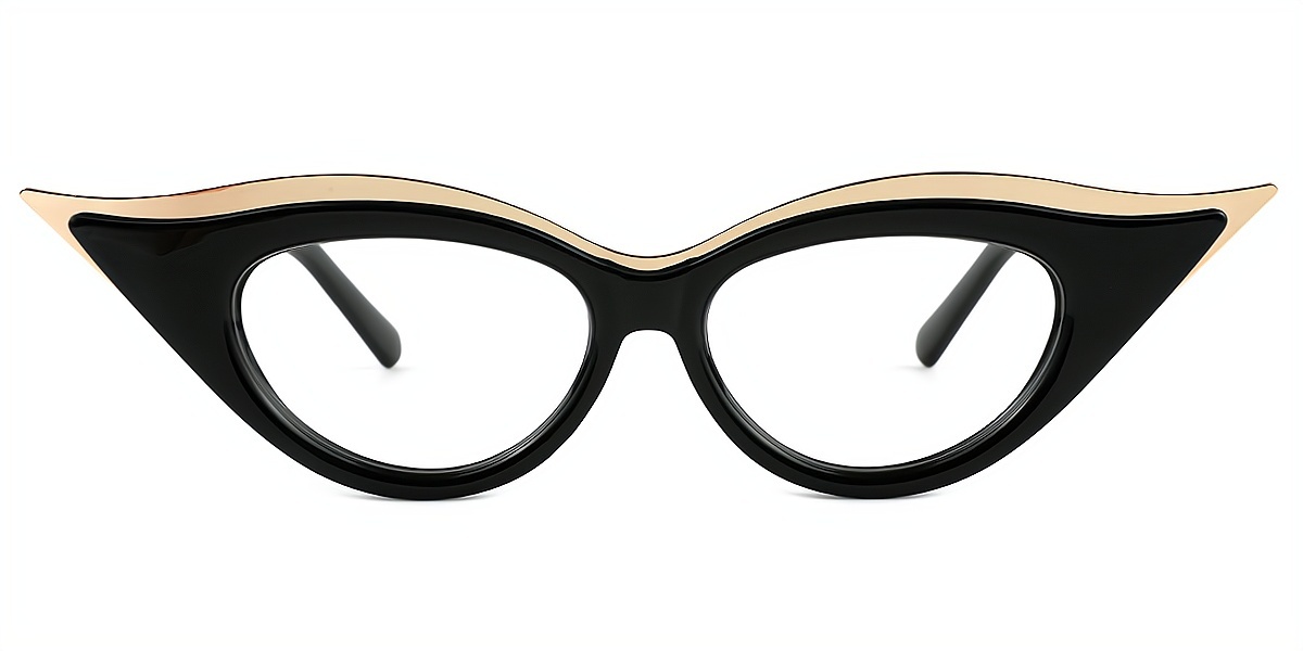 Black Cat Eye Hipster Plastic Eyeglasses