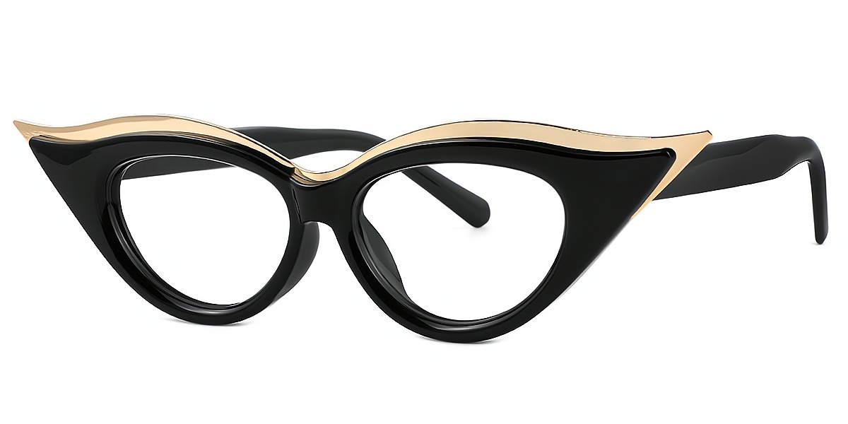 Black Cat Eye Hipster Plastic Eyeglasses