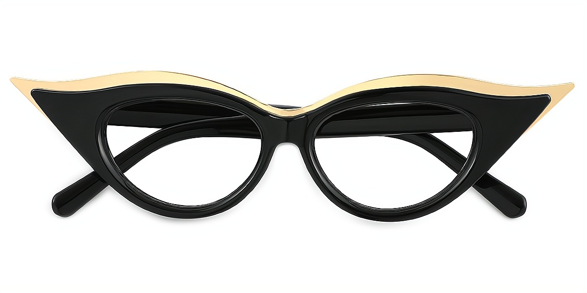 Black Cat Eye Hipster Plastic Eyeglasses