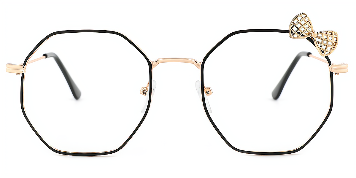 Black Geometric Elegant Metal Eyeglasses