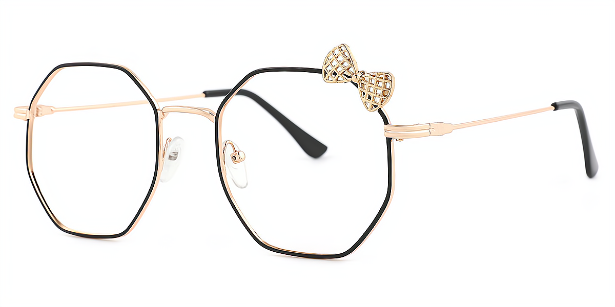 Black Geometric Elegant Metal Eyeglasses