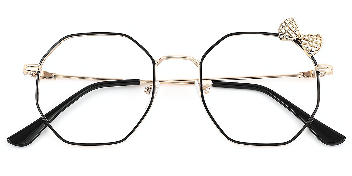 Black Geometric Elegant Metal Eyeglasses