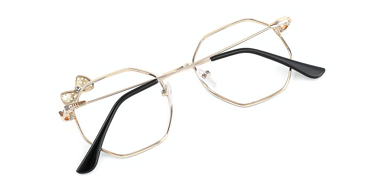 Black Geometric Elegant Metal Eyeglasses