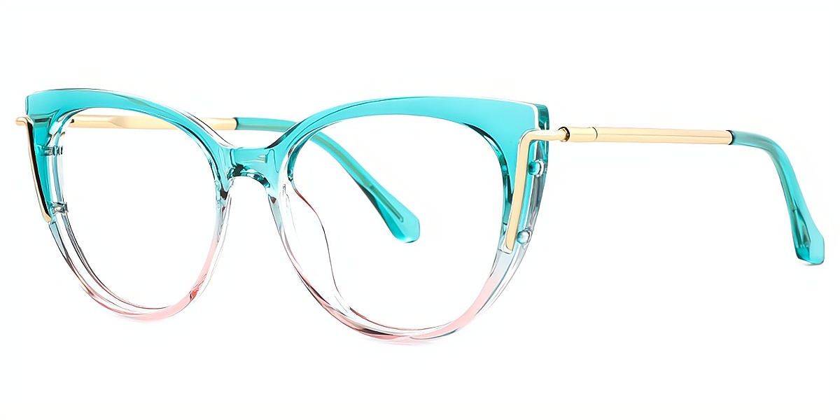 Blue Gradient Cat Eye Detailed Refined TR90 Eyeglasses